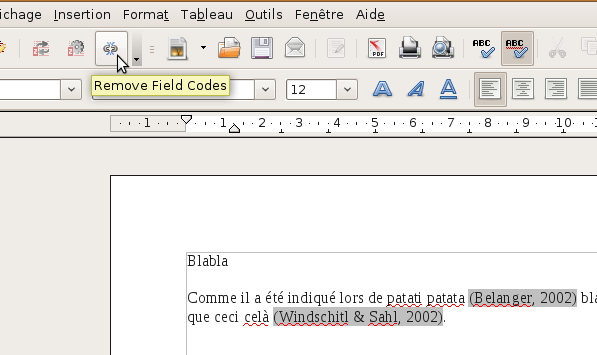 remove field codes